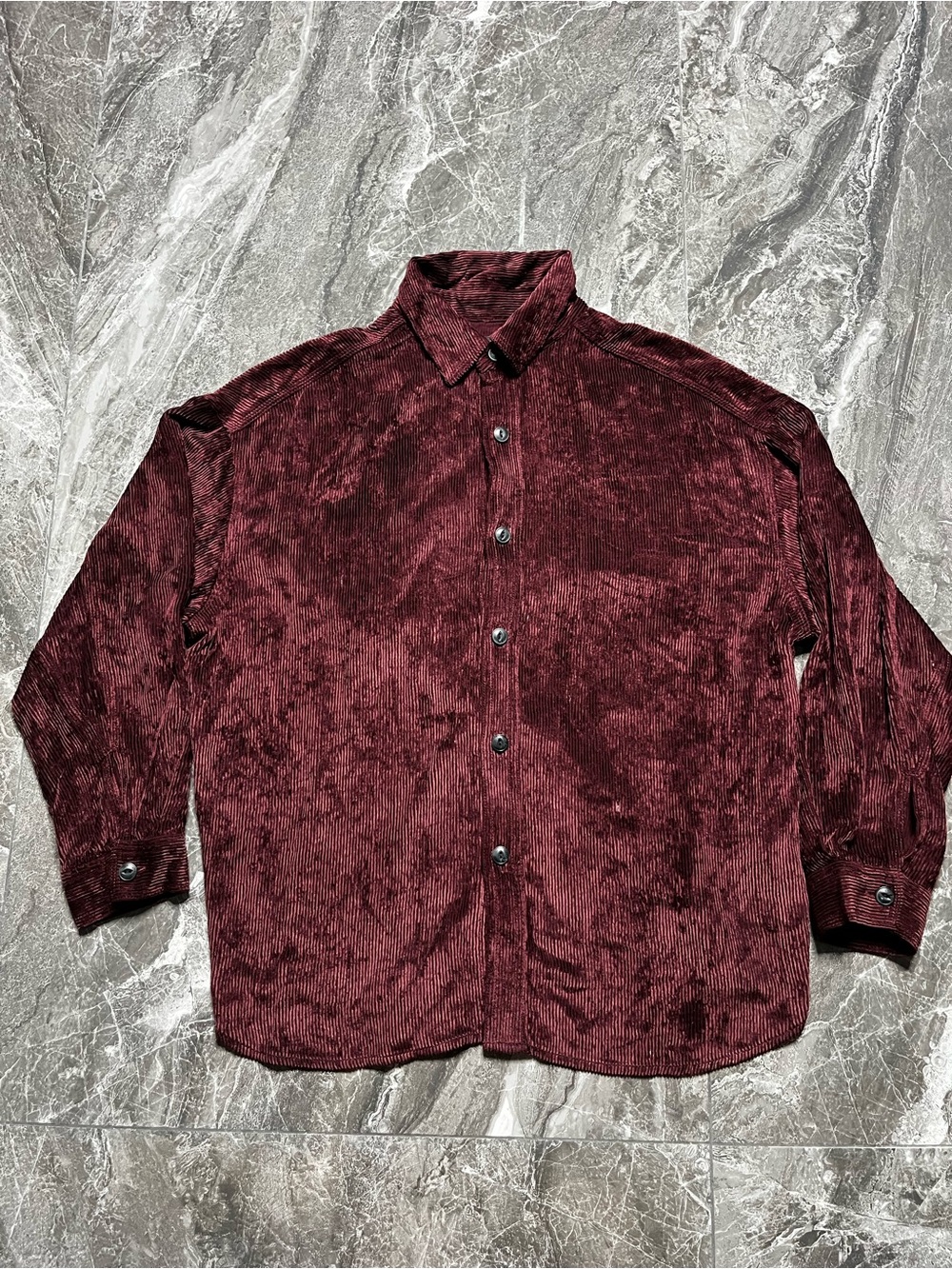 Rag & Bone Maroon Wide Wale Corduroy Relaxed Shacket Shirt Size Small